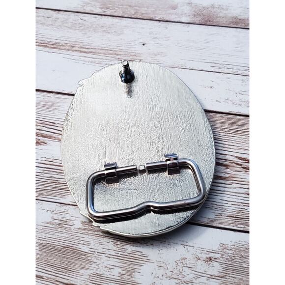 Large Men's Belt Buckle Silver Tone with Gold Tone Eagle Design - Picture 6 of 6